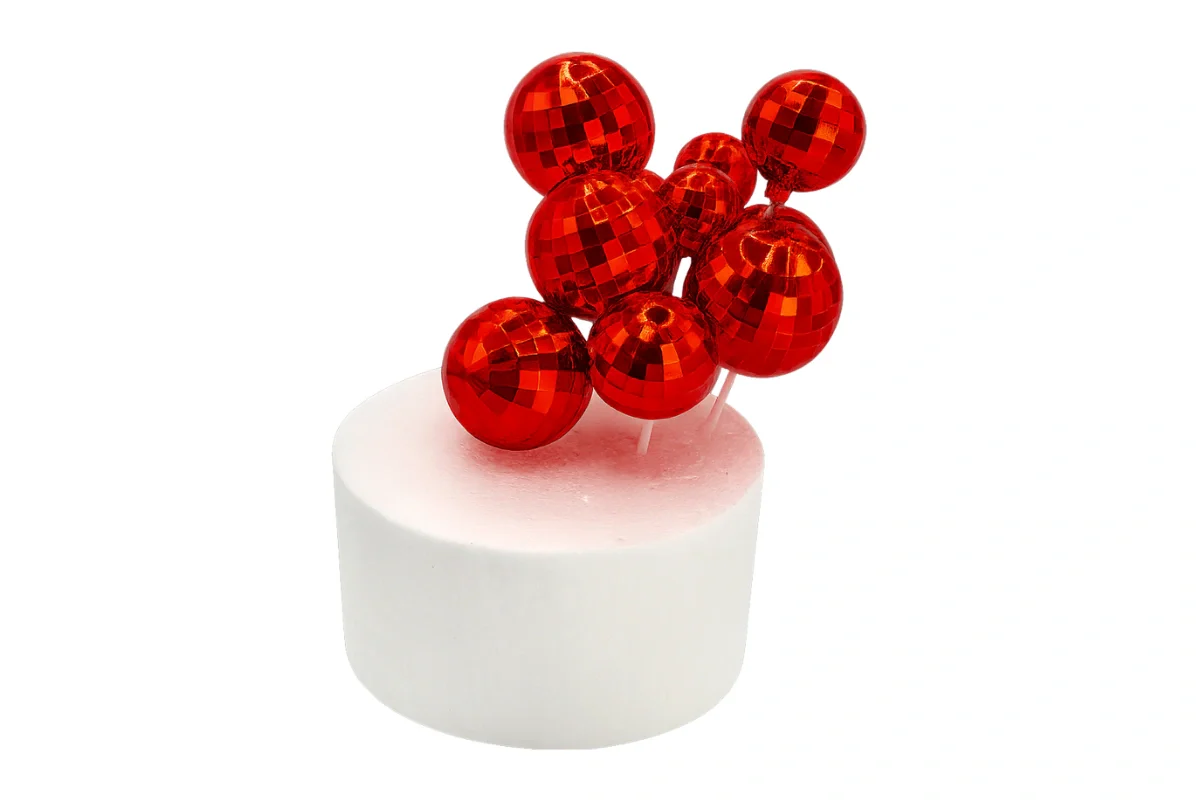 Red Disco Ball Topper Set (12 Pack) - Iconic Cake Art - Image 4