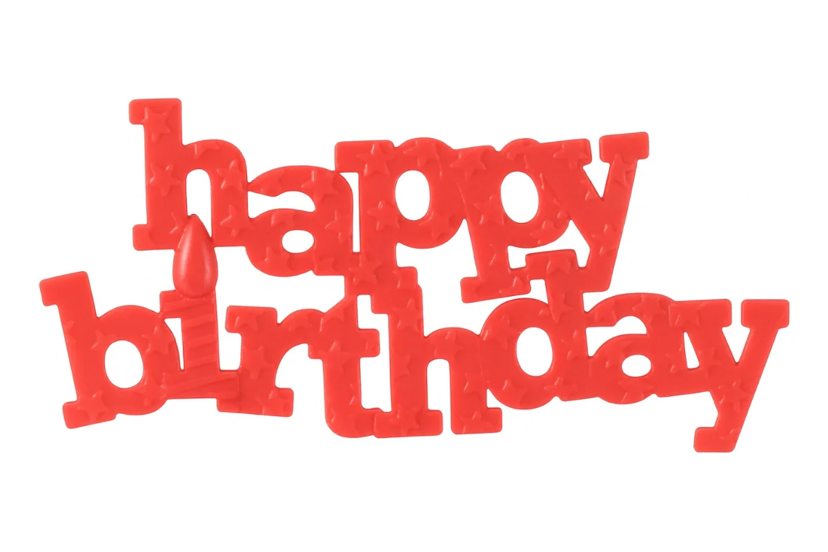 Red Happy Birthday Block Letter Layon - Bakery Crafts