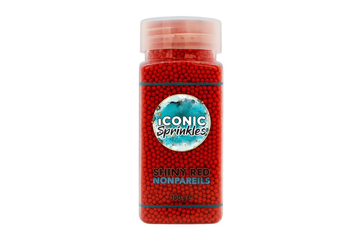 Red Shiny Nonpareils 100g - Iconic Sprinkles - Image 2