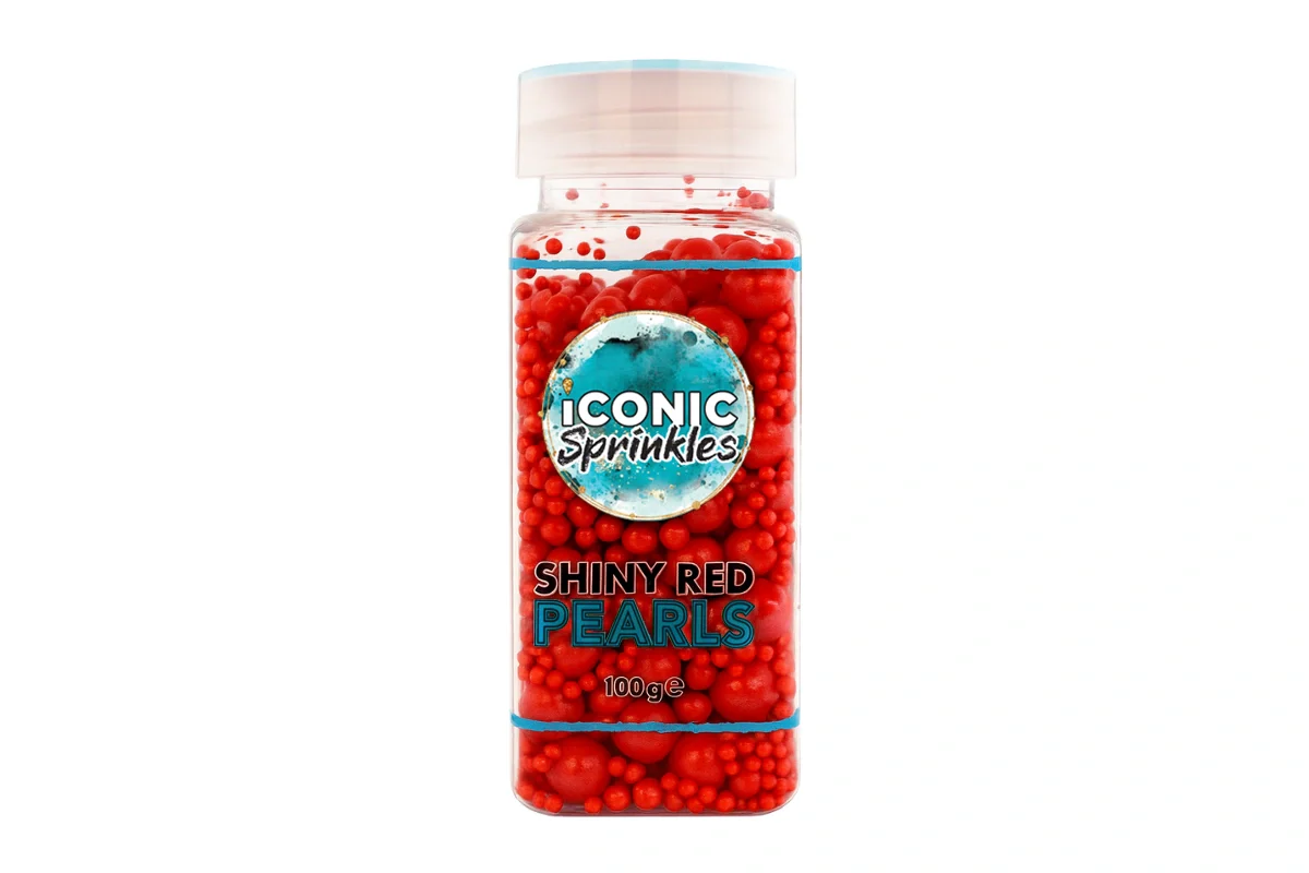 Red Shiny Pearls 100g - Iconic Sprinkles - Image 2