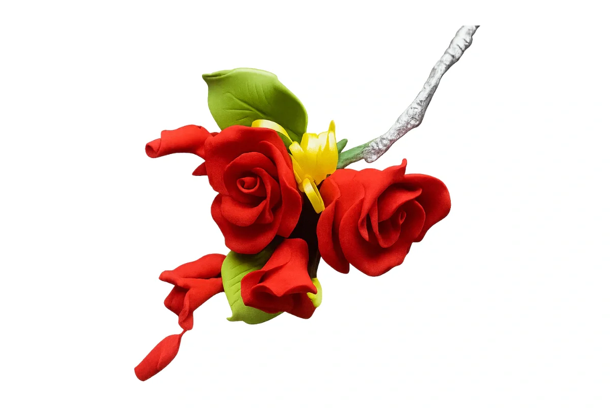 Red Small Tea Rose Spray - Sweet Sugar Flowers
