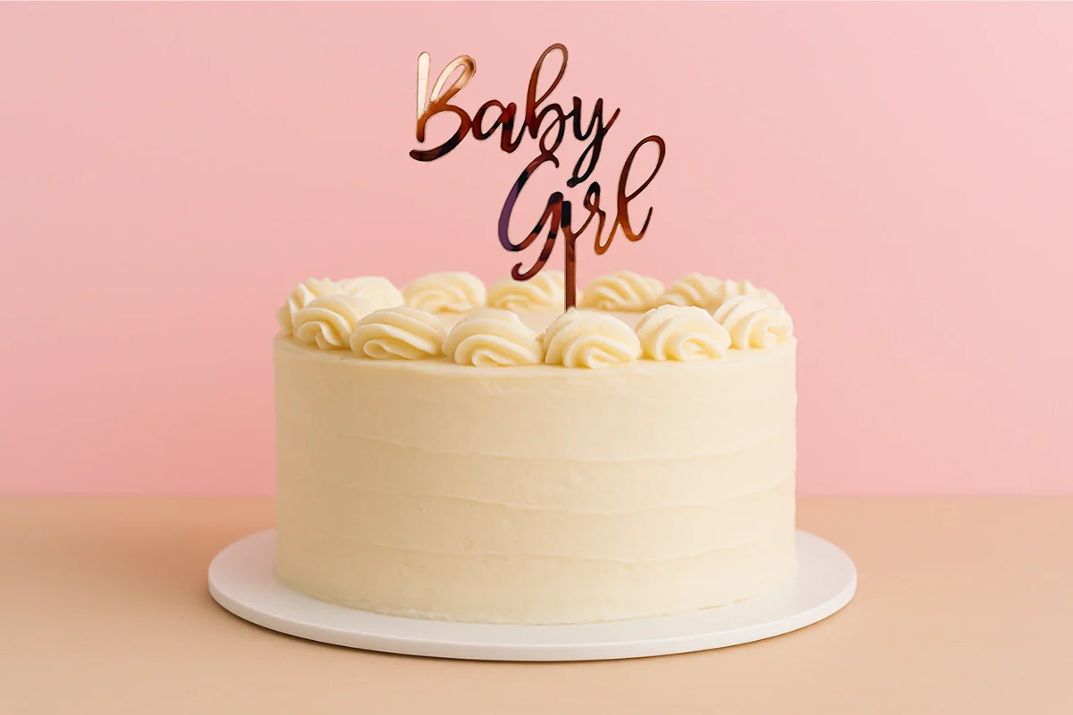 Rose Gold Baby Girl - Cake Topper - Mirror - Iconic Cake Art - Image 2