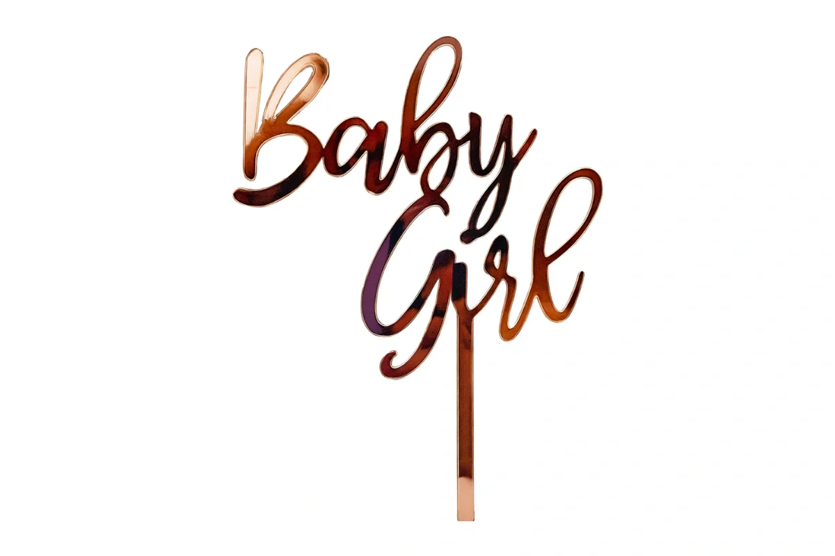 Rose Gold Baby Girl - Cake Topper - Mirror - Iconic Cake Art - Image 3