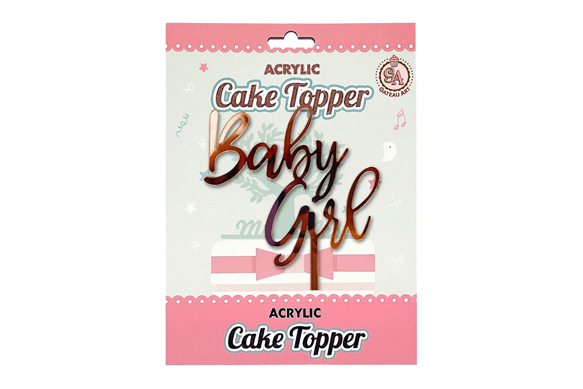 Rose Gold Baby Girl - Cake Topper - Mirror - Iconic Cake Art - Image 4