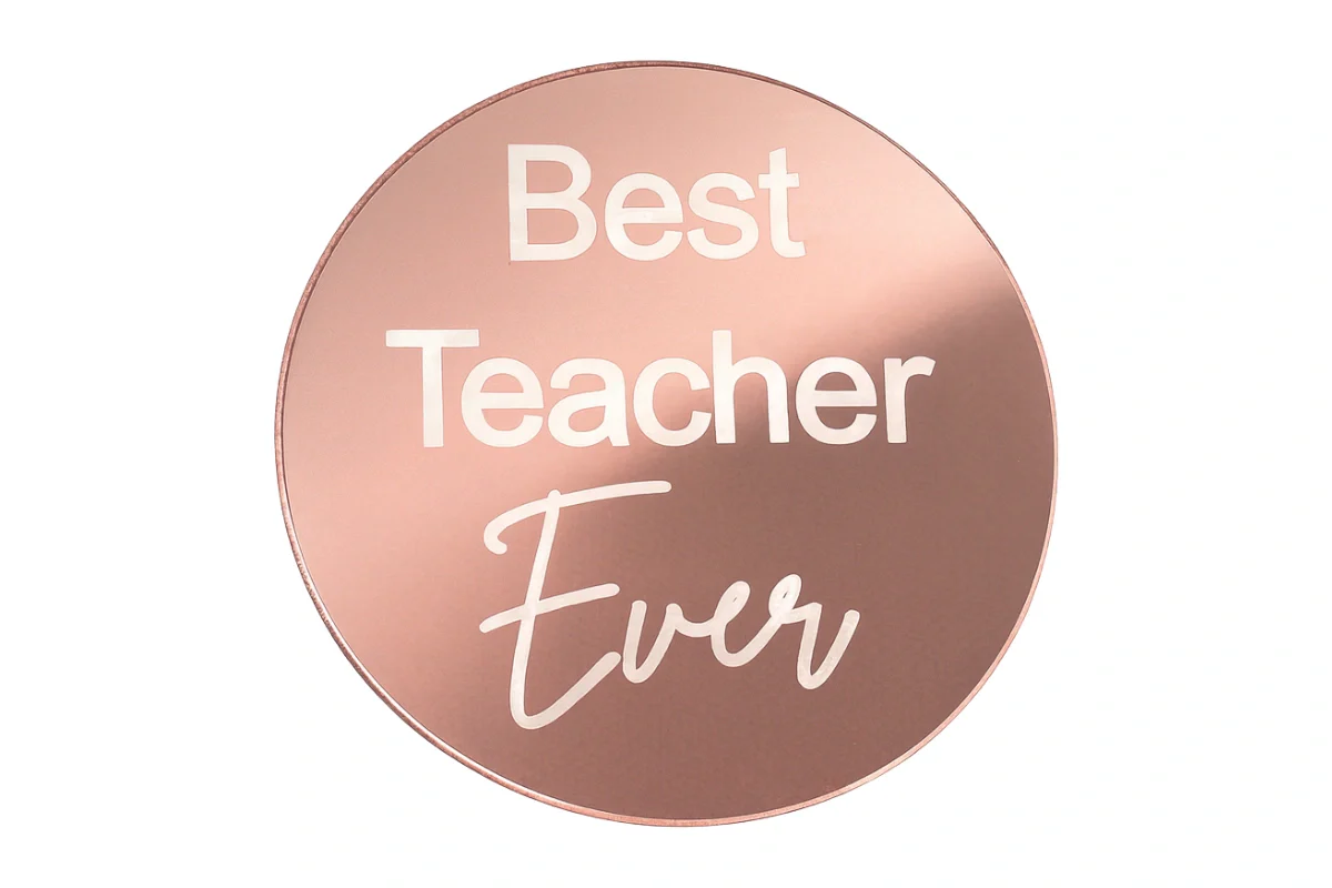 Rose Gold Best Teacher Toppers (6 Pack) - Iconic Cake Art - Image 3