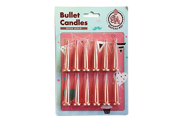Rose Gold Bullet Candles (12 Pack) - Gateau Art