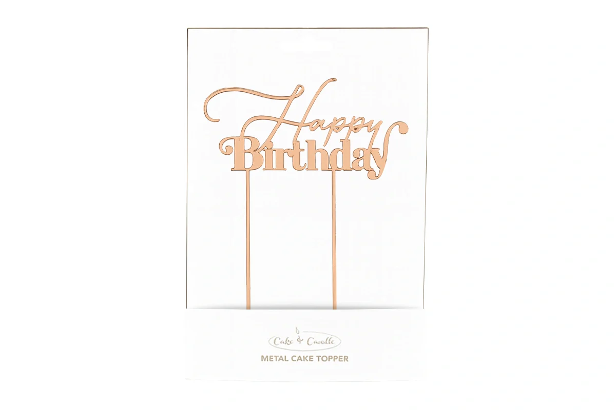 Rose Gold Cake Topper - Happy Birthday Style1 Cake & - Cake and Candle - Image 4