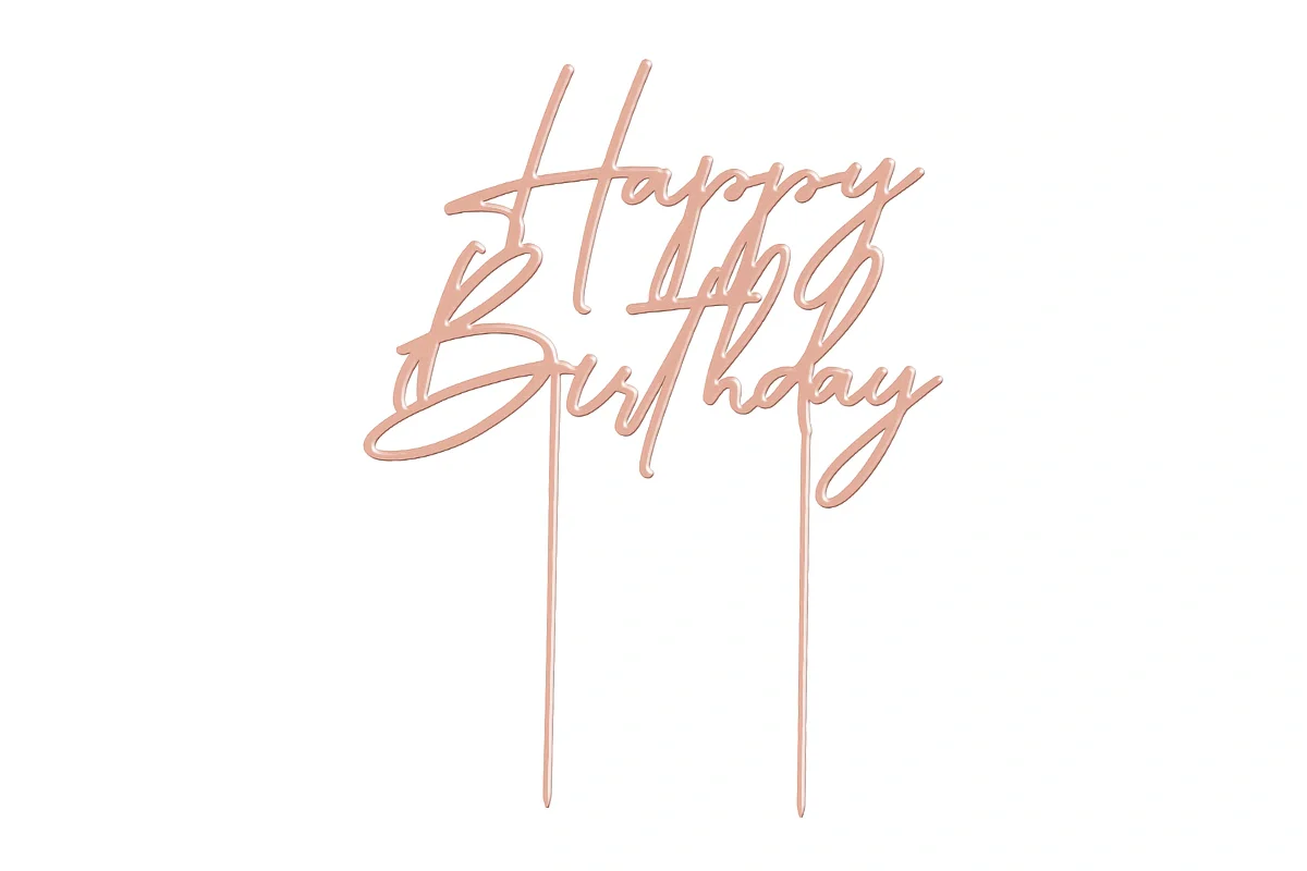 Rose Gold Cake Topper - Happy Birthday Style4 Cake & - Cake and Candle - Image 3