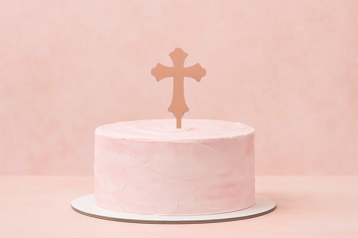 Rose Gold Cross - Cake Topper - Iconic Cake Art - Image 2