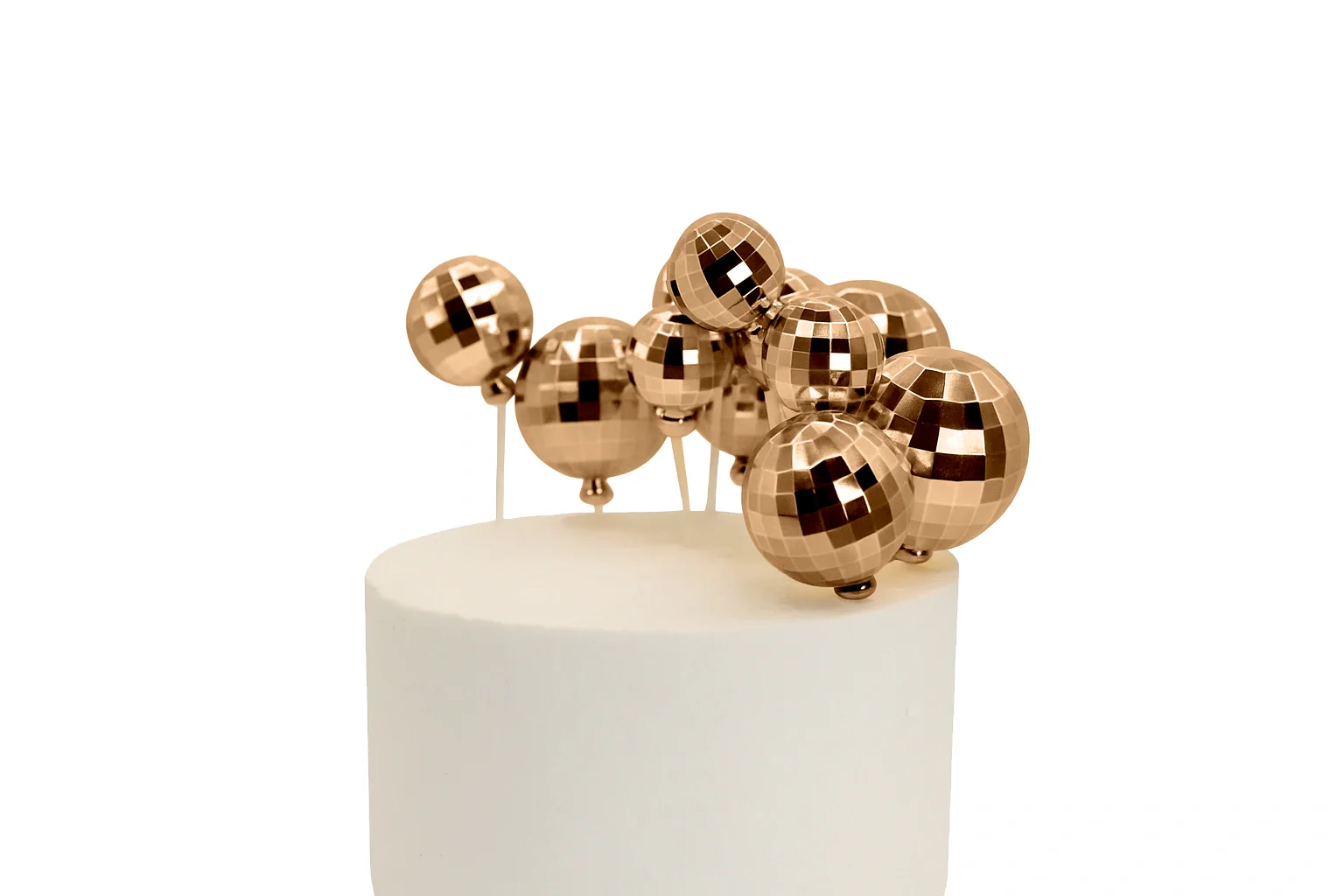 Rose Gold Disco Ball Topper Set (12 Pack) - Iconic Cake Art - Image 2