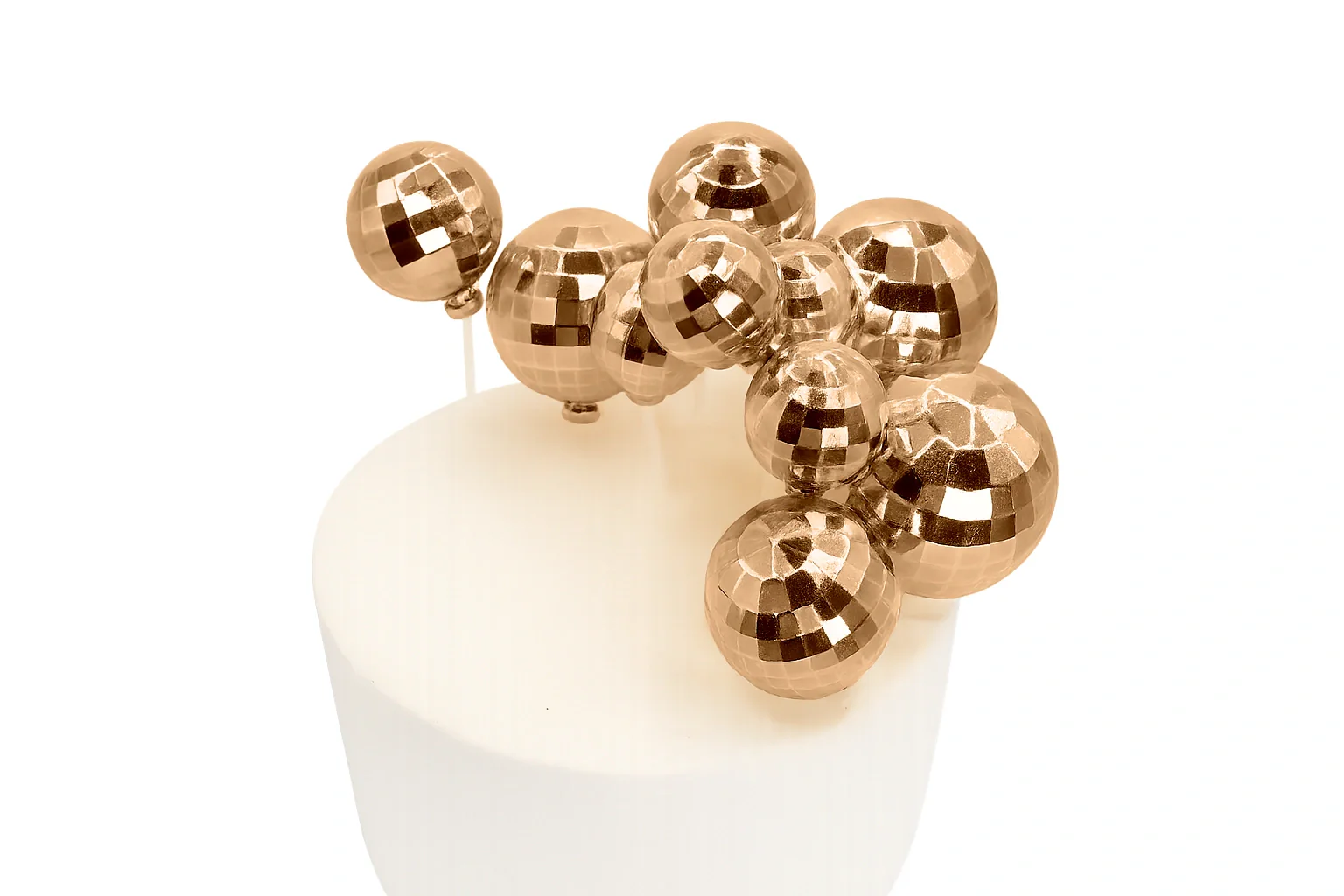 Rose Gold Disco Ball Topper Set (12 Pack) - Iconic Cake Art - Image 3