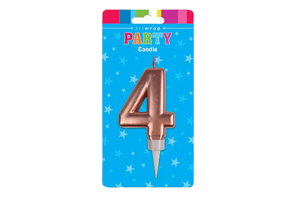 Rose Gold Formal Four 4 Birthday Candle - Artwrap