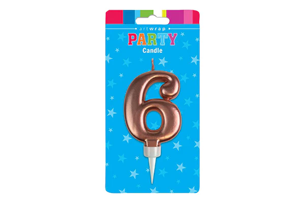 Rose Gold Formal Six 6 Birthday Candle - Artwrap