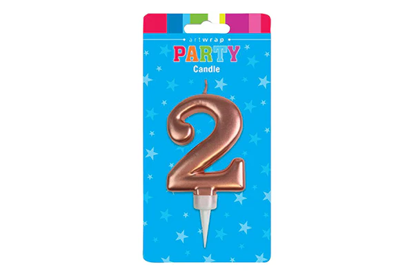 Rose Gold Formal Two 2 Birthday Candle - Artwrap