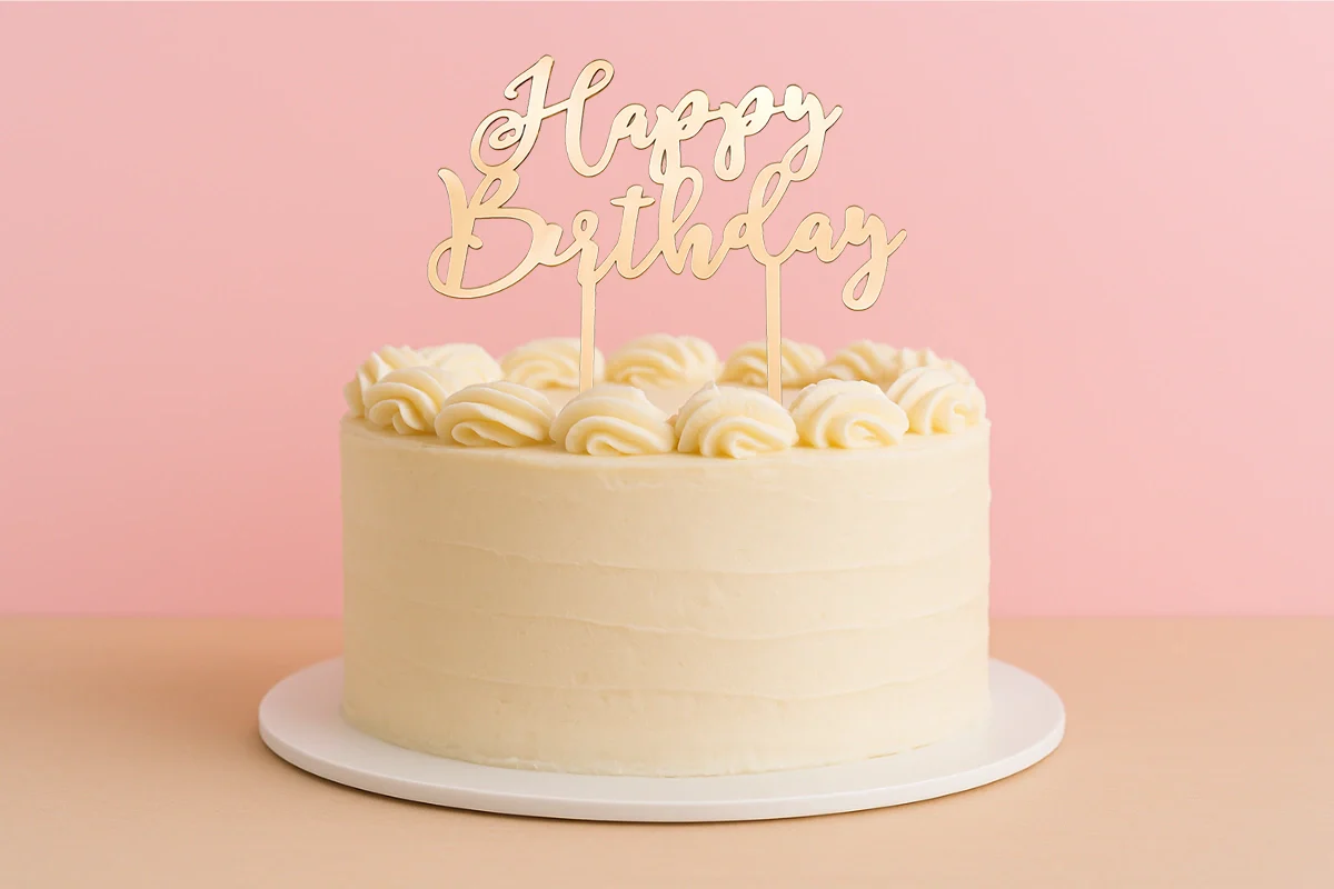 Rose Gold Happy Birthday - Cake Topper - Mirror - Iconic Cake Art - Image 2