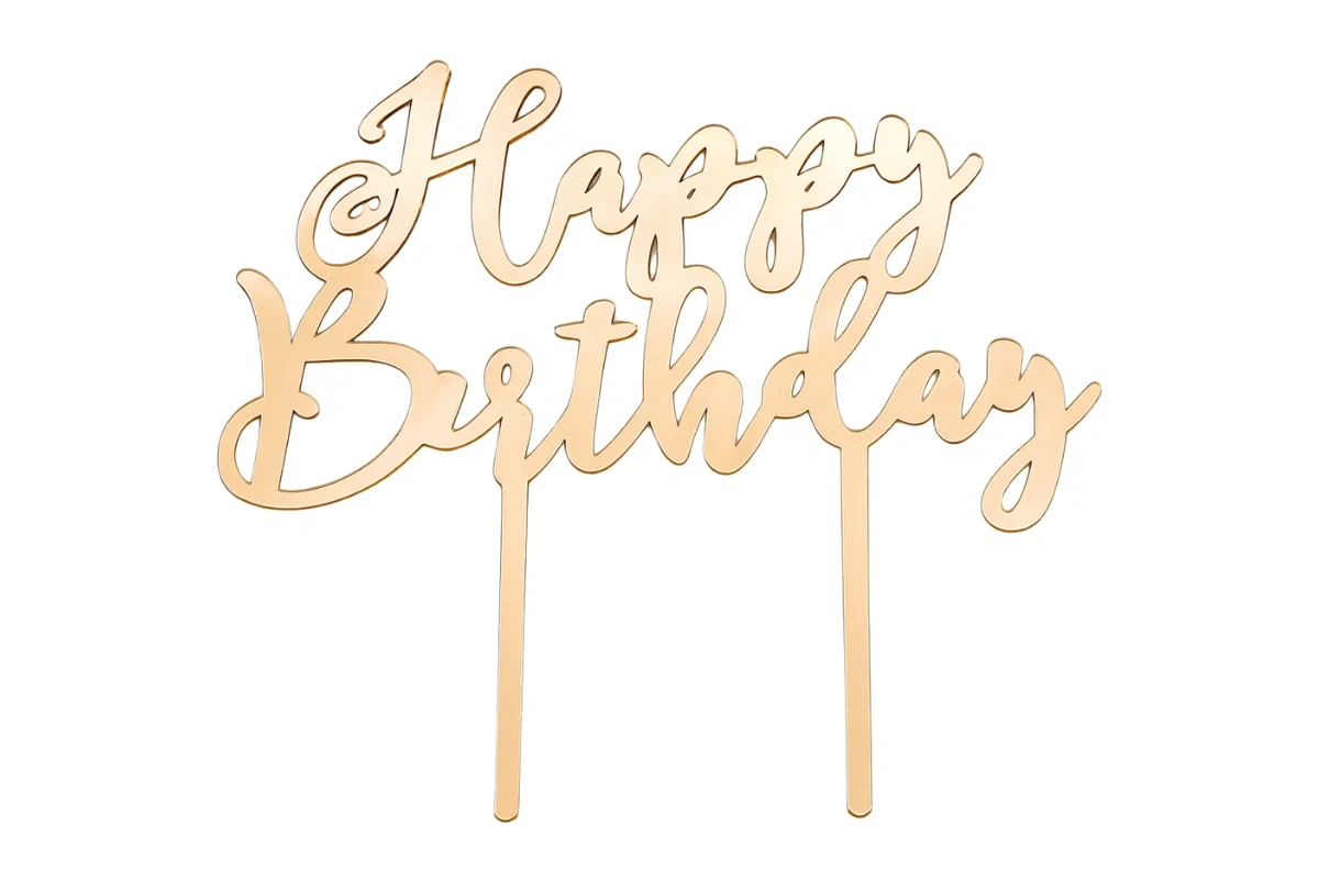 Rose Gold Happy Birthday - Cake Topper - Mirror - Iconic Cake Art - Image 3