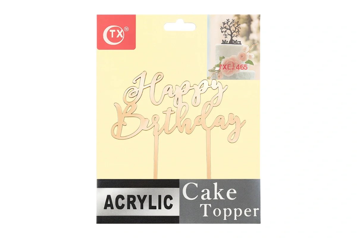 Rose Gold Happy Birthday - Cake Topper - Mirror - Iconic Cake Art - Image 4