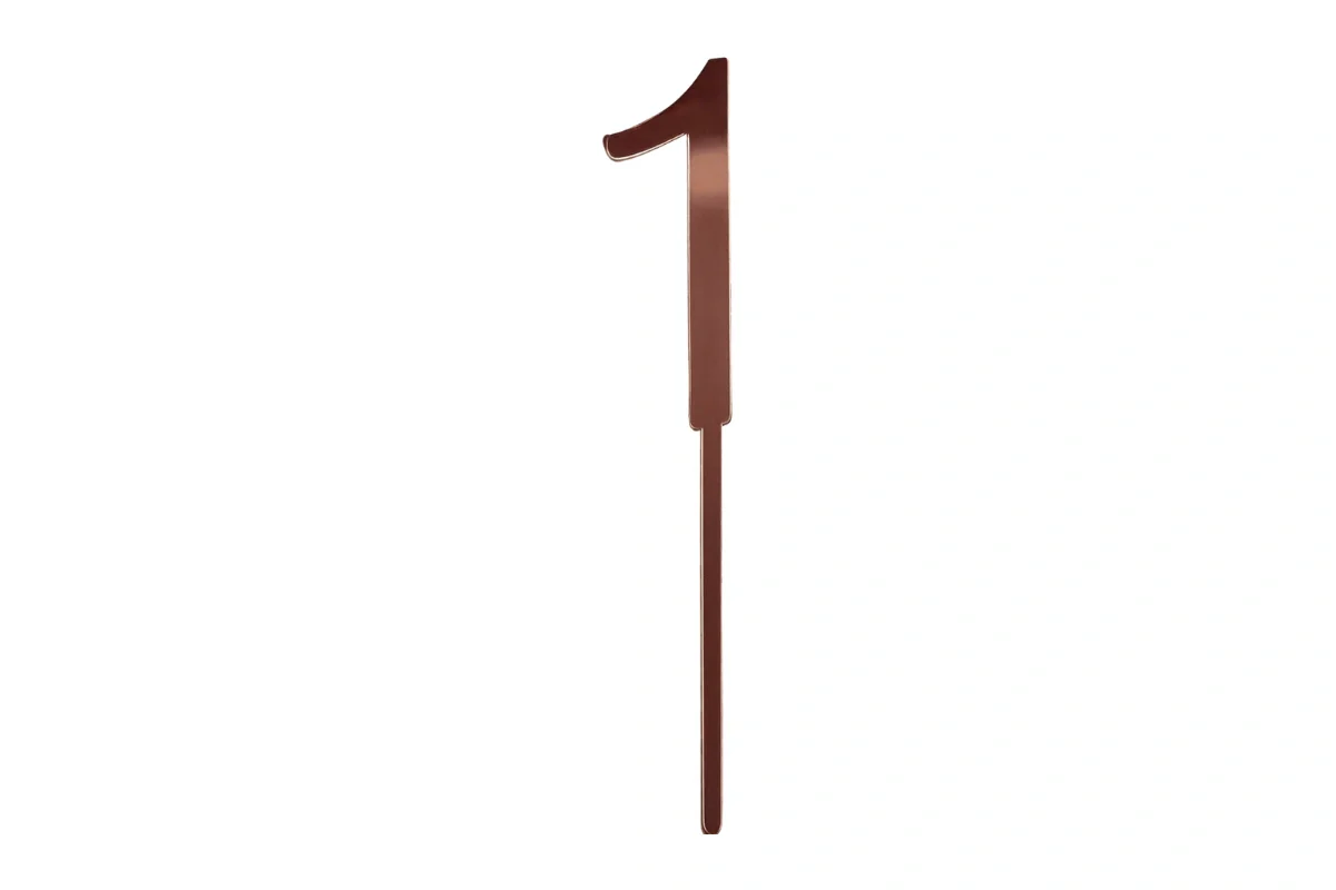Rose Gold Number1 One Mirror Cake Topper Monogram 8cm - Iconic Cake Art - Image 3