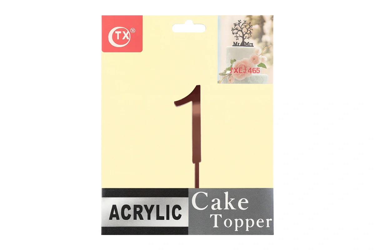 Rose Gold Number1 One Mirror Cake Topper Monogram 8cm - Iconic Cake Art - Image 4