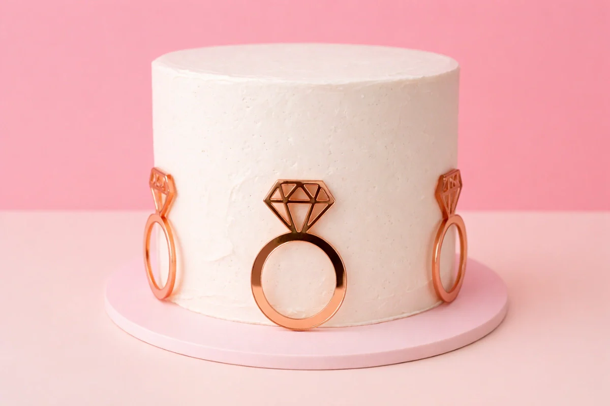 Rose Gold Ring Toppers (6 Pack) - Iconic Cake Art - Image 2