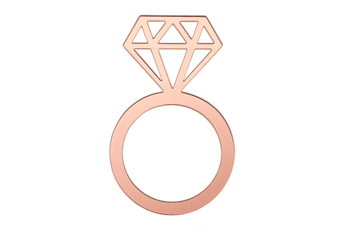 Rose Gold Ring Toppers (6 Pack) - Iconic Cake Art - Image 3