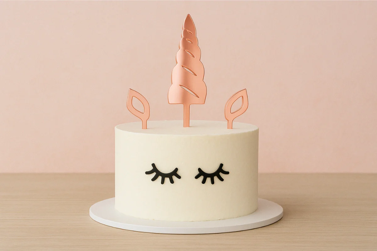 Rose Gold Set Unicorn Horn - Cake Topper - Mirror (5 Pack) - Iconic Cake Art - Image 2