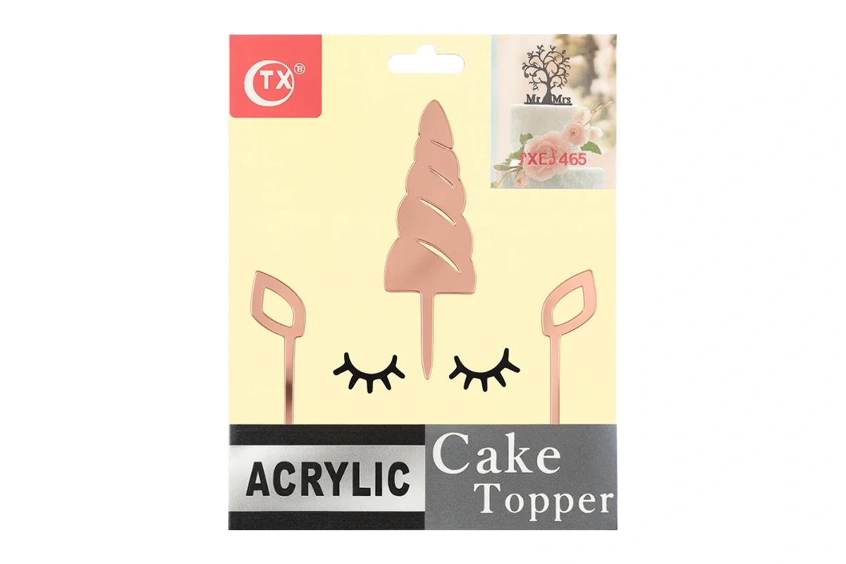 Rose Gold Set Unicorn Horn - Cake Topper - Mirror (5 Pack) - Iconic Cake Art - Image 4