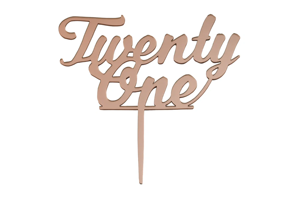 Rose Gold Twenty One - Birthday Cake Topper - Mirror - Iconic Cake Art - Image 3