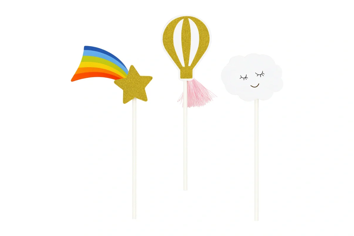 Shooting Star and Balloon Cake Topper Set (3 Pack) - Iconic Cake Art - Image 2