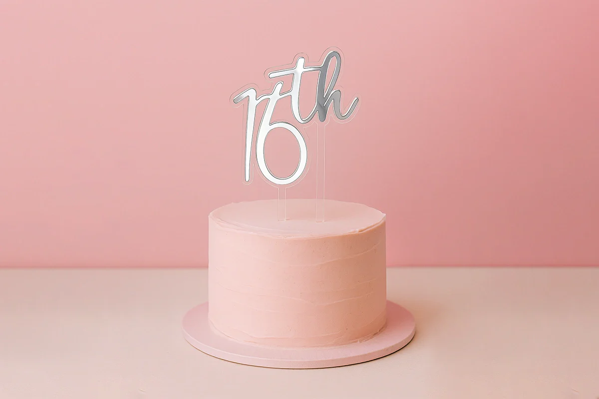Silver 16th Birthday Topper - Iconic Cake Art - Image 2