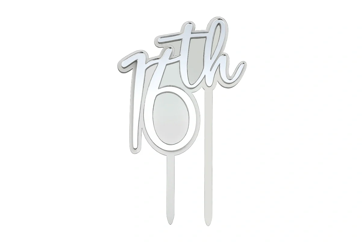 Silver 16th Birthday Topper - Iconic Cake Art - Image 3
