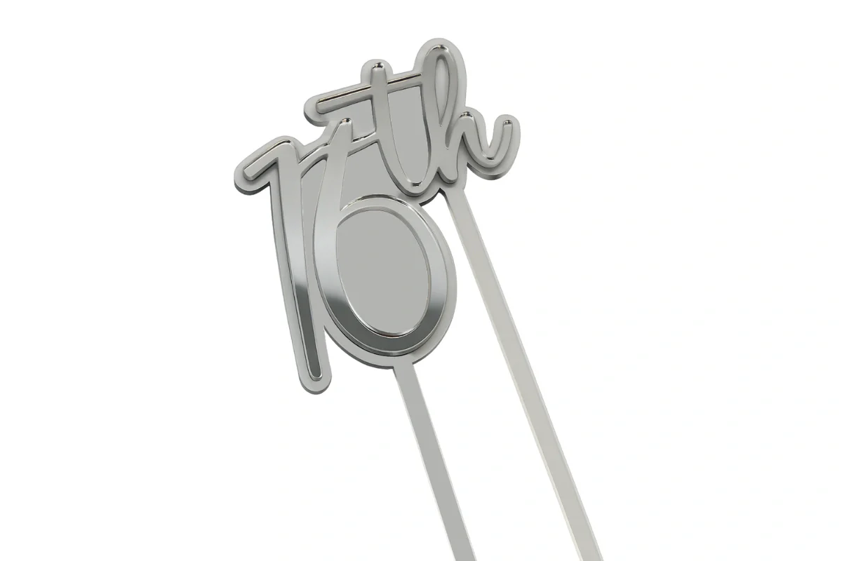 Silver 16th Birthday Topper - Iconic Cake Art - Image 4
