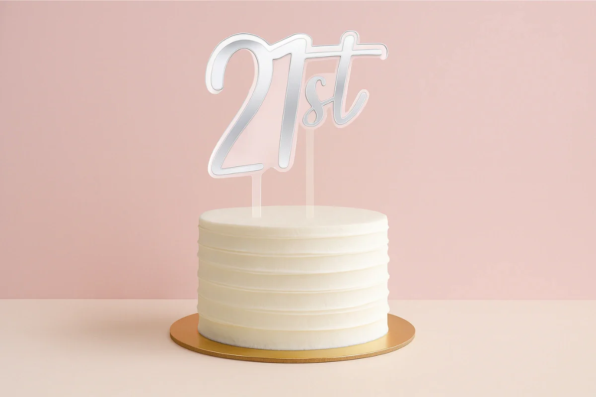Silver 21st Birthday Topper - Iconic Cake Art - Image 2
