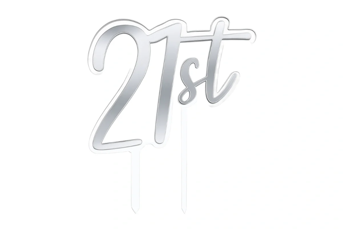 Silver 21st Birthday Topper - Iconic Cake Art - Image 3