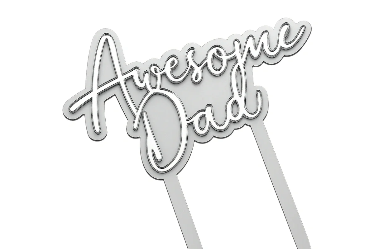 Silver Awesome Dad Topper - Iconic Cake Art - Image 3