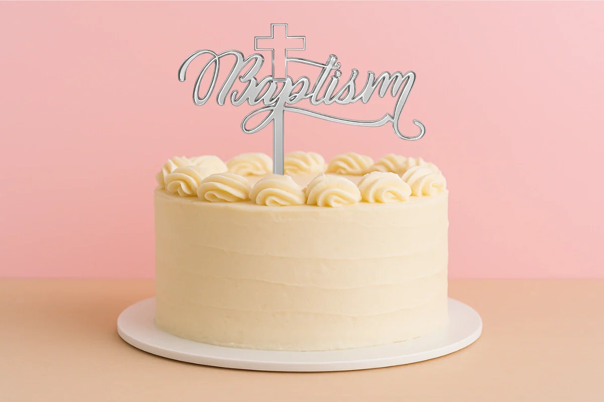 Silver Baptism - Cake Topper - Mirror - Iconic Cake Art - Image 2