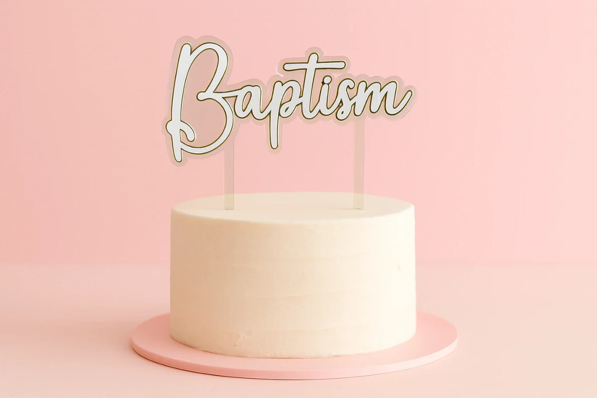 Silver Baptism Topper - Iconic Cake Art - Image 2