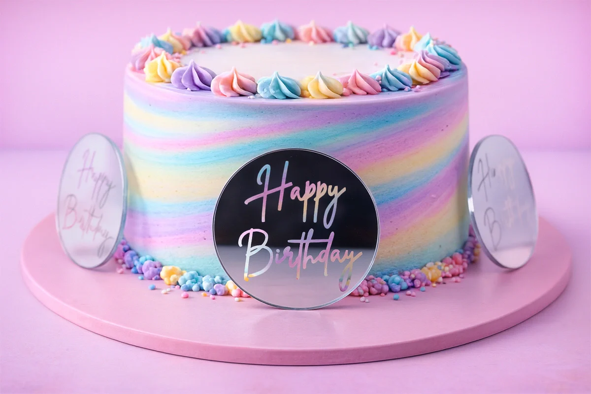 Silver Birthday Toppers (6 Pack) - Iconic Cake Art - Image 2