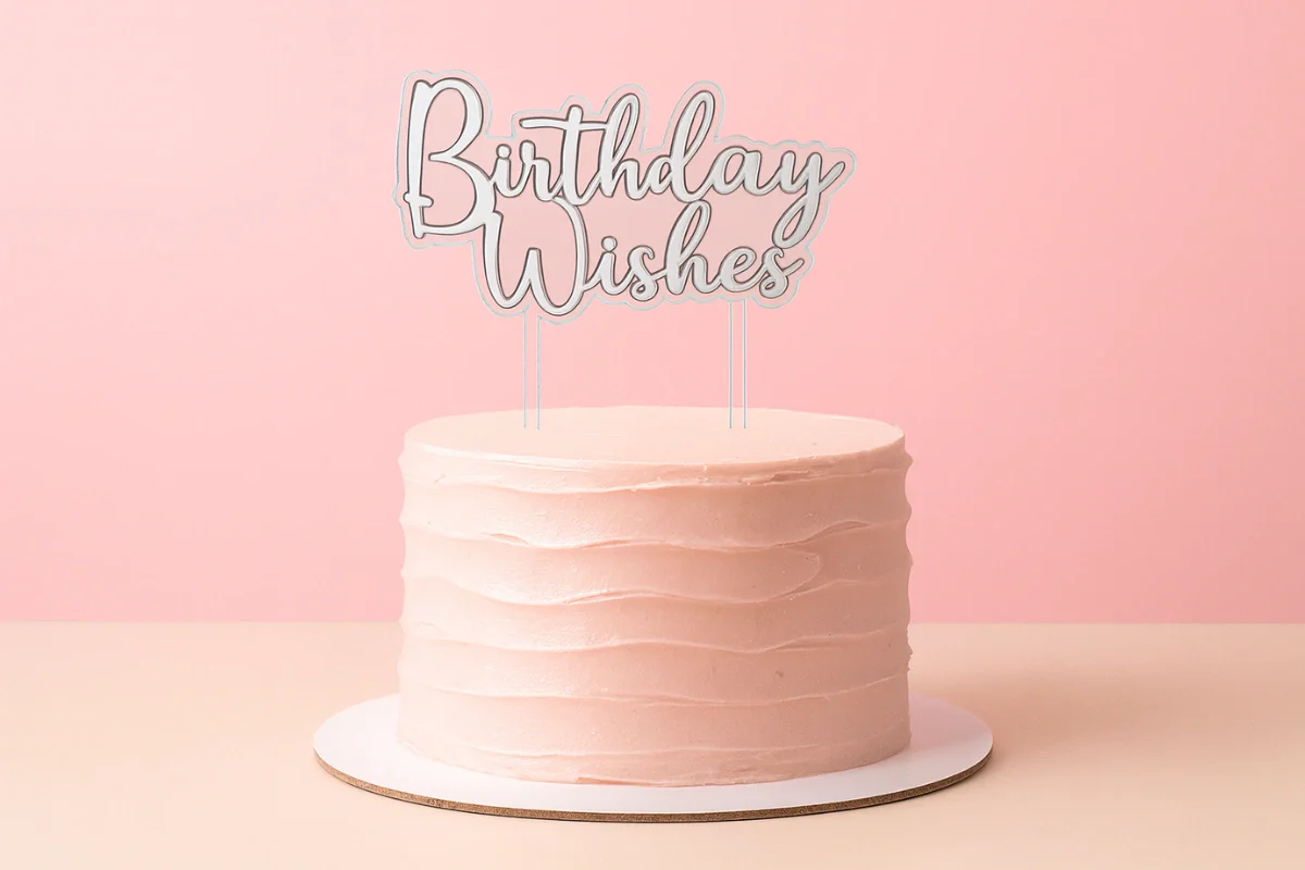 Silver Birthday Wishes Topper - Iconic Cake Art - Image 2