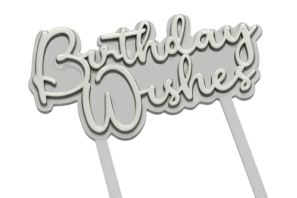 Silver Birthday Wishes Topper - Iconic Cake Art - Image 3