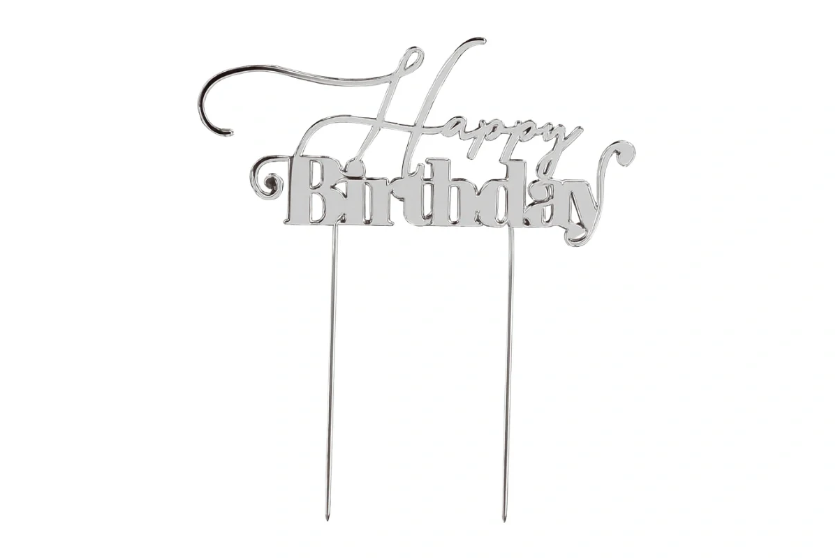 Silver Cake Topper - Happy Birthday 1 - Bake Group - Image 3