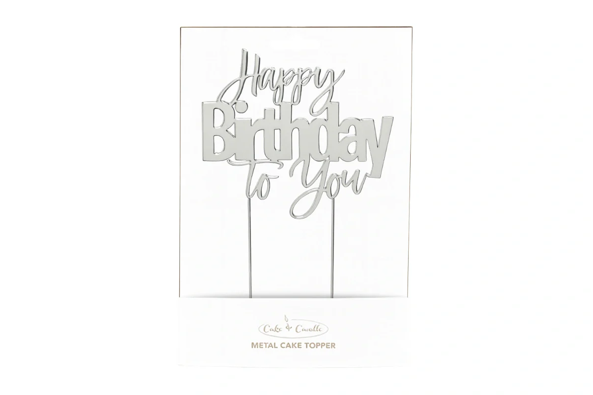 Silver Cake Topper - Happy Birthday to You Cake & - Cake and Candle - Image 4