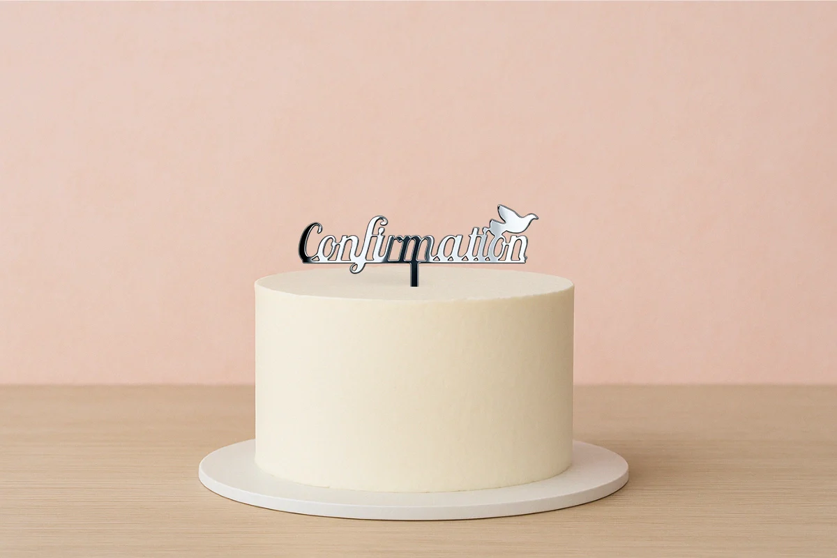 Silver Confirmation - Cake Topper - Mirror - Iconic Cake Art - Image 2