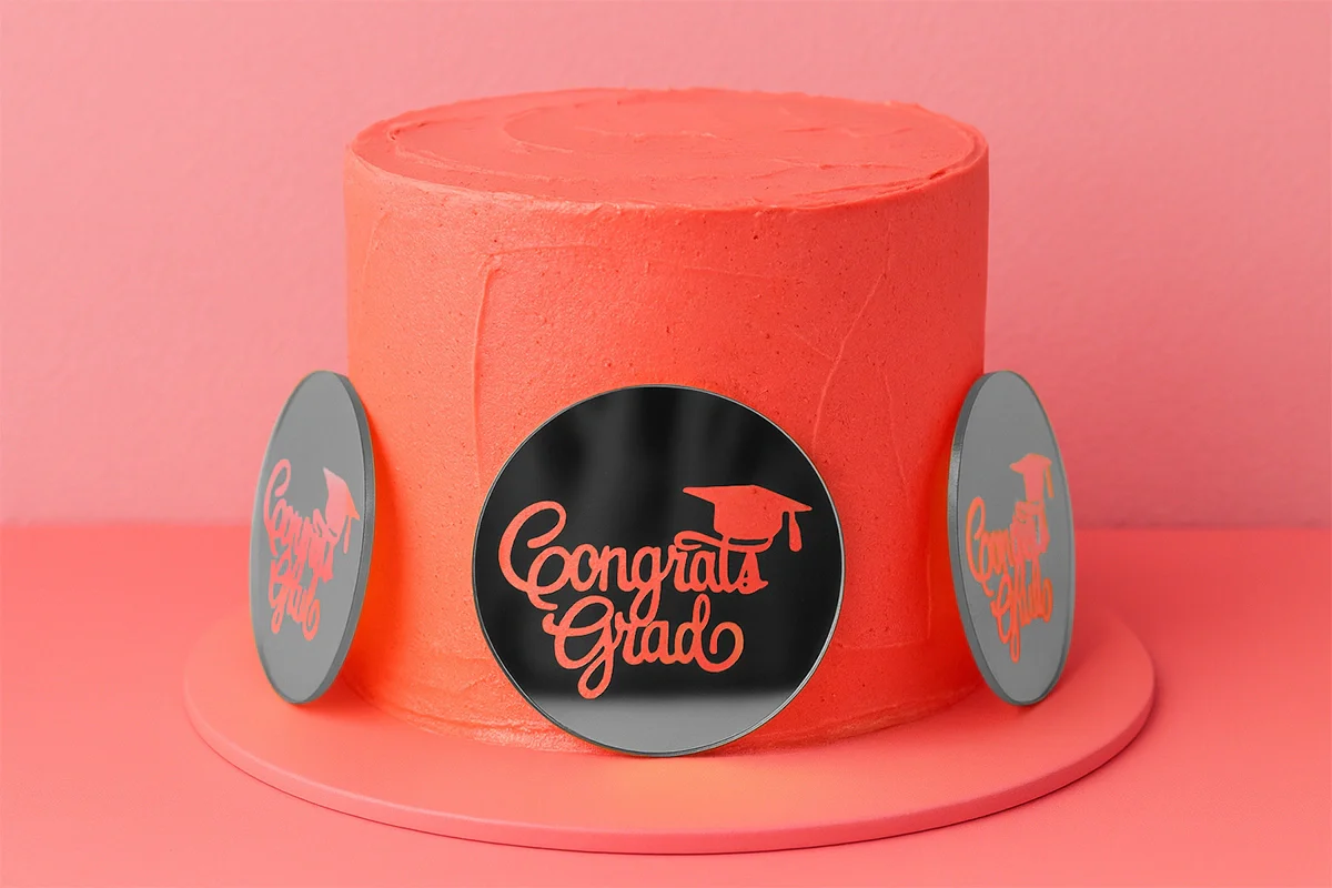 Silver Congrats Grad Toppers (6 Pack) - Iconic Cake Art - Image 2