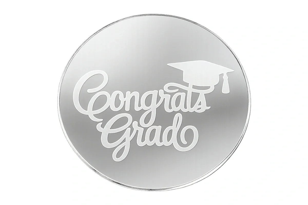 Silver Congrats Grad Toppers (6 Pack) - Iconic Cake Art - Image 3