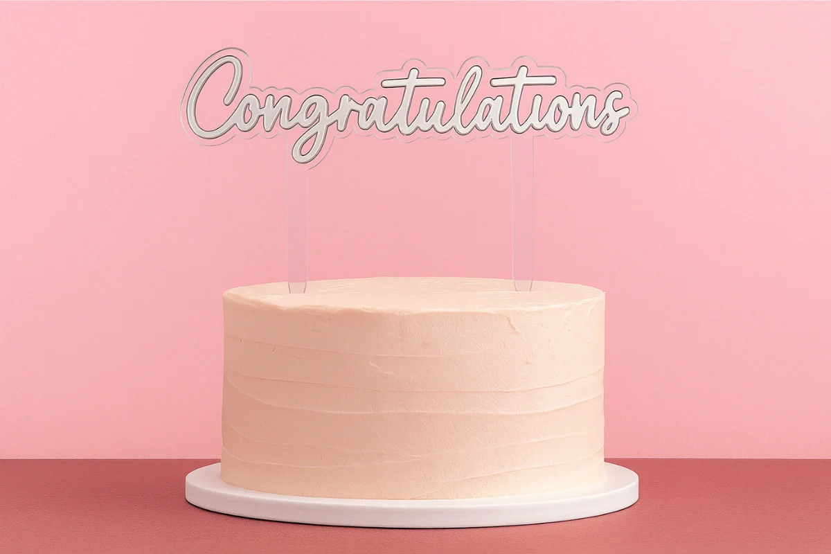 Silver Congratulations Topper - Iconic Cake Art - Image 2