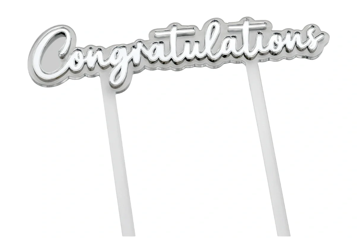Silver Congratulations Topper - Iconic Cake Art - Image 3