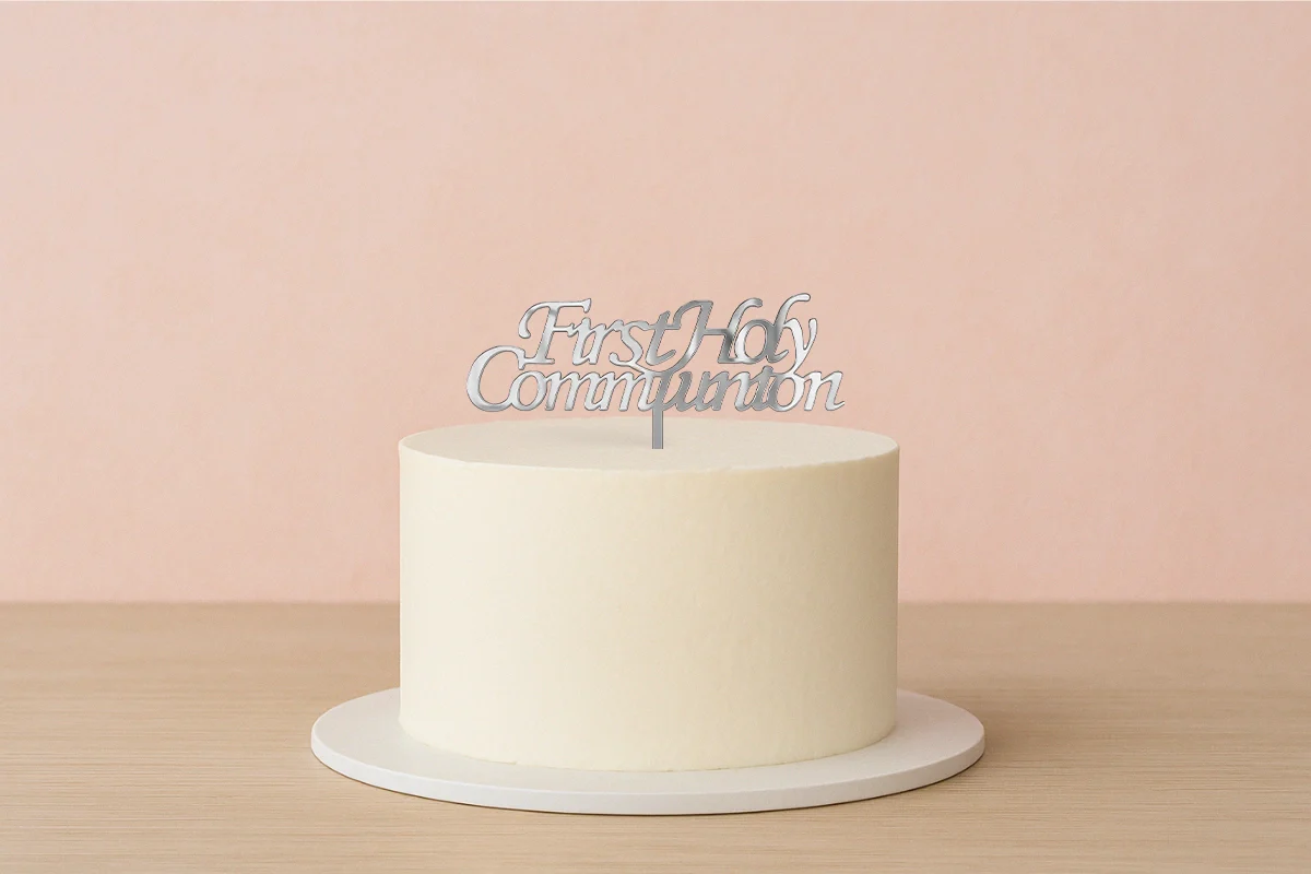Silver First Holy Communion - Cake Topper - Mirror - Iconic Cake Art - Image 2