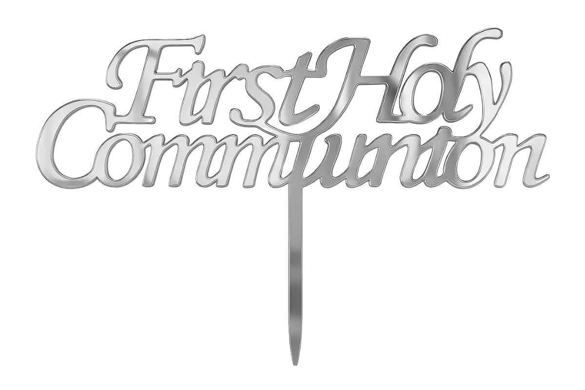 Silver First Holy Communion - Cake Topper - Mirror - Iconic Cake Art - Image 3