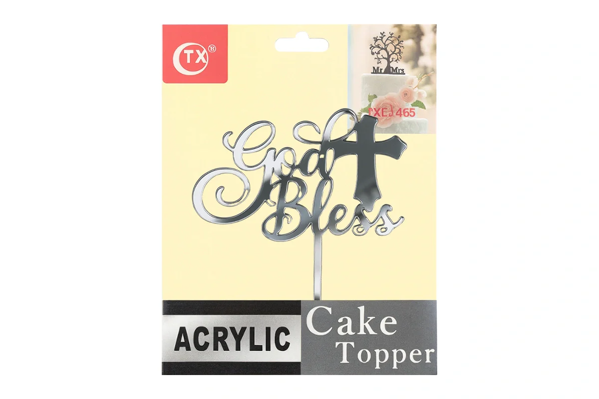 Silver God Bless - Cake Topper - Mirror - Iconic Cake Art - Image 4